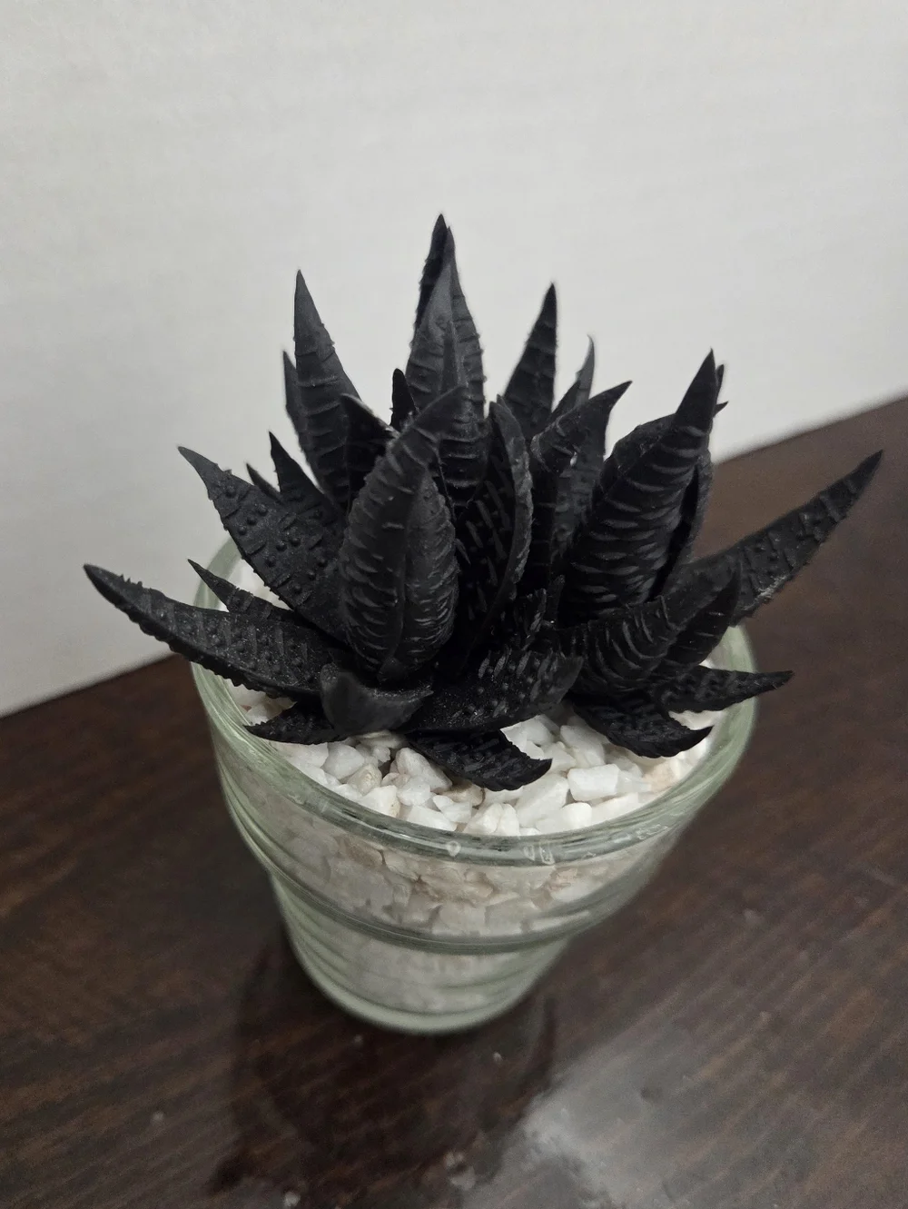 NWT Faux Succulent in Glass Planter With Faux White Rock - At Home
